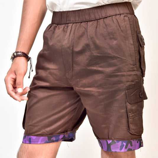 Teezen Multi-Colored Camo Border Cargo Shorts – Bold, Functional, and Stylish